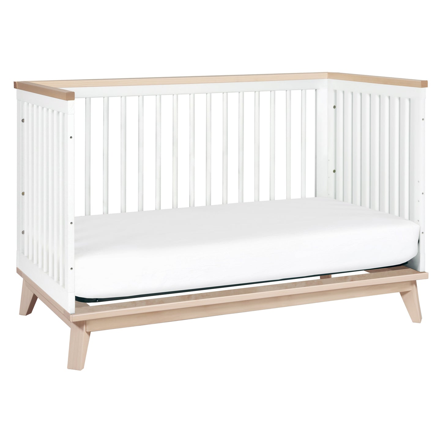 Scoot 3-in-1 Convertible Crib w/ToddlerBedConversion Kit in White/WashedNatural