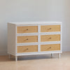 Marin with Cane 6 Drawer Assembled Dresser in Warm White and Honey Cane