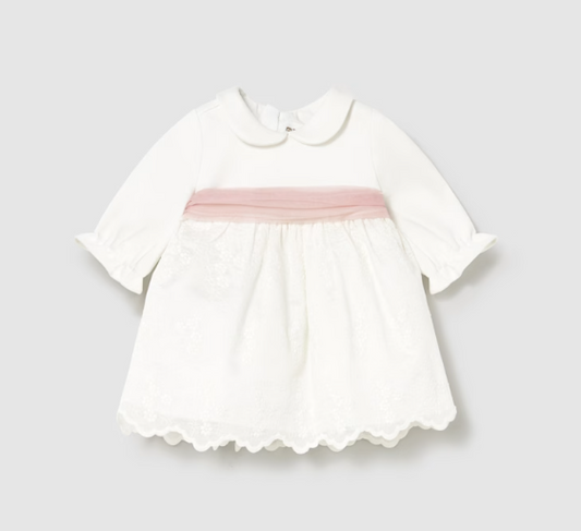 MAYORAL GIRL EMBROIDERED DRESS ECRU
