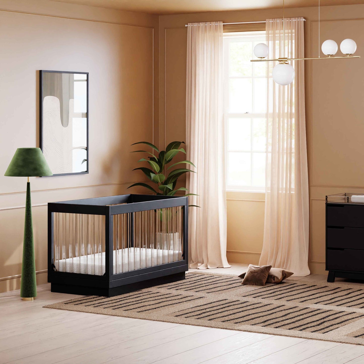 BABYLETTO HARLOW ACRYLIC 3-IN-1 CONVERTIBLE CRIB WITH TODDLER BED CONVERSION KIT