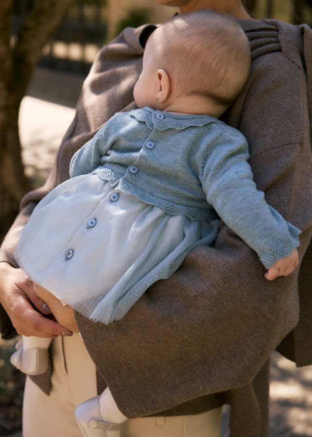 MAYORAL NEWBORN GIRL TULLE AND KNIT DRESS