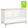 Scoot 3-in-1 Convertible Crib w/ToddlerBedConversion Kit in White/WashedNatural