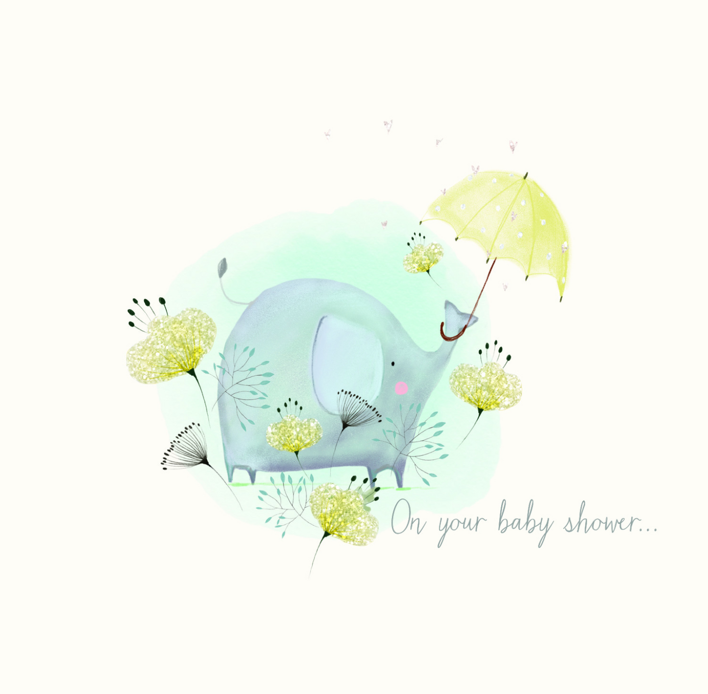 BABY ELEPHANT AND UMBRELLA CARD