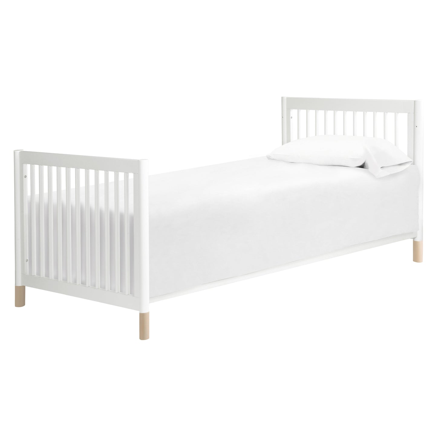 Gelato 4-in-1 Convertible Mini Crib and Twin bed in Natural Walnut Finish with Gold Feet