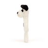 JELLYCAT BASHFUL BLACK AND CREAM PUPPY RING RATTLE