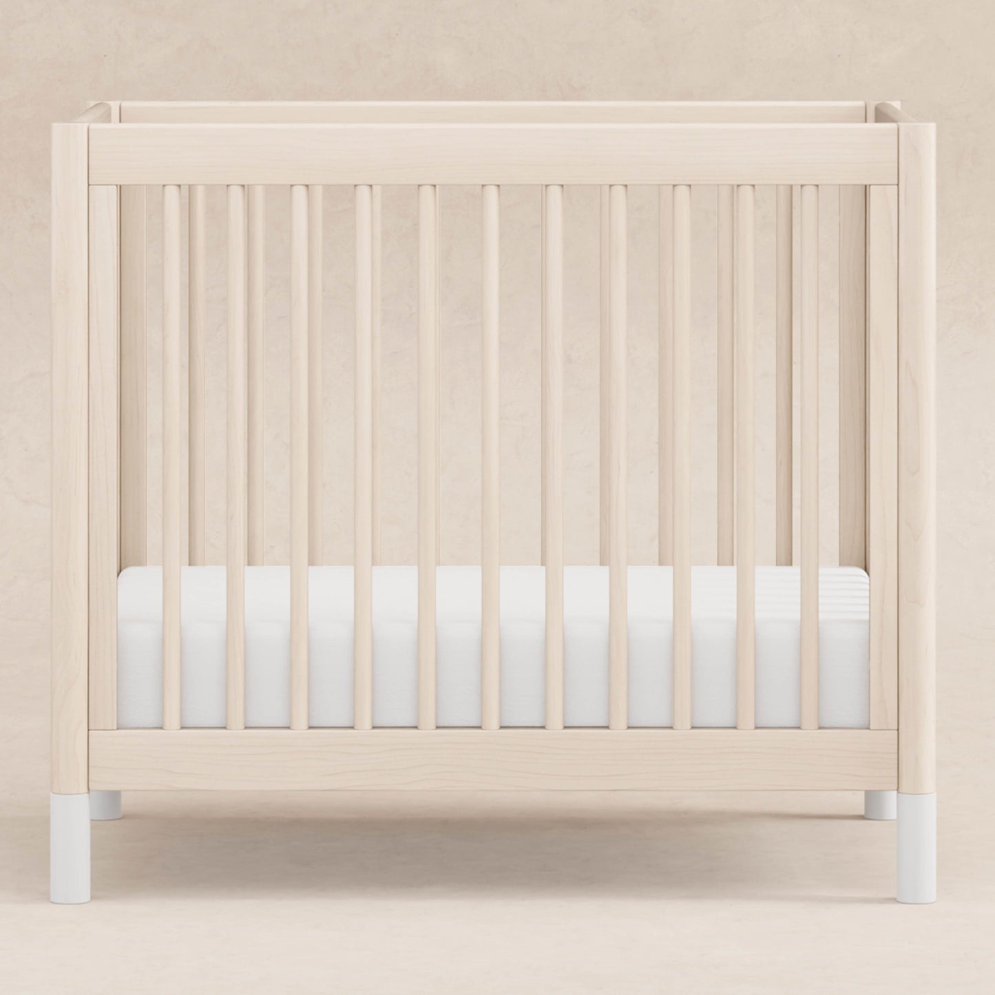 Gelato 4-in-1 Convertible Mini Crib and Twin bed in Natural Walnut Finish with Gold Feet