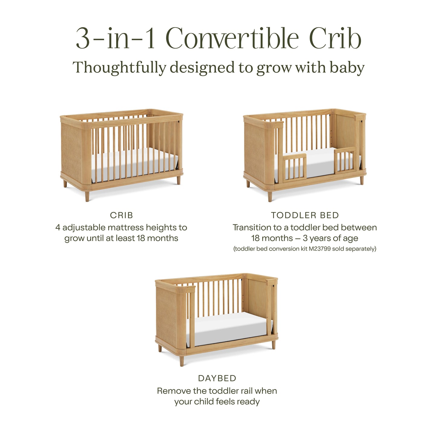 NAMESAKE MARIN WITH CANE 3-IN-1 CONVERTIBLE CRIB