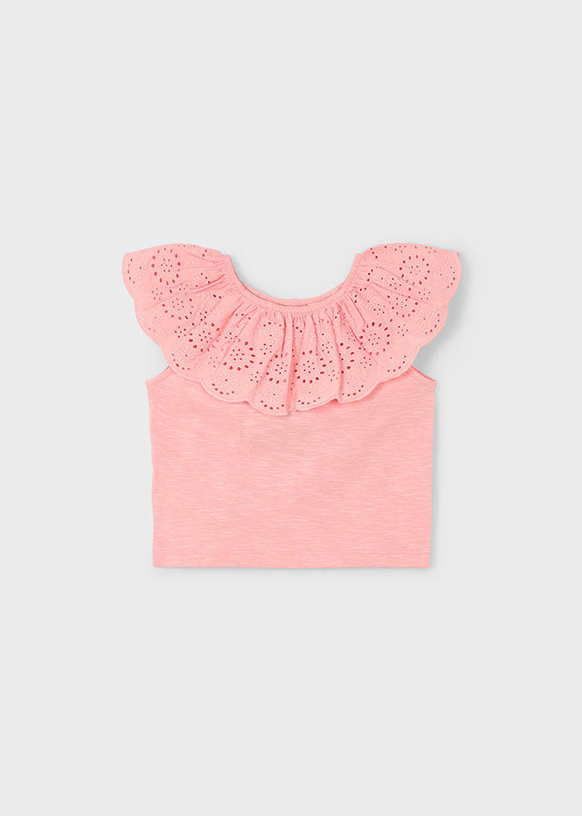 MAYORAL EYELET RUFFLE T-SHIRT