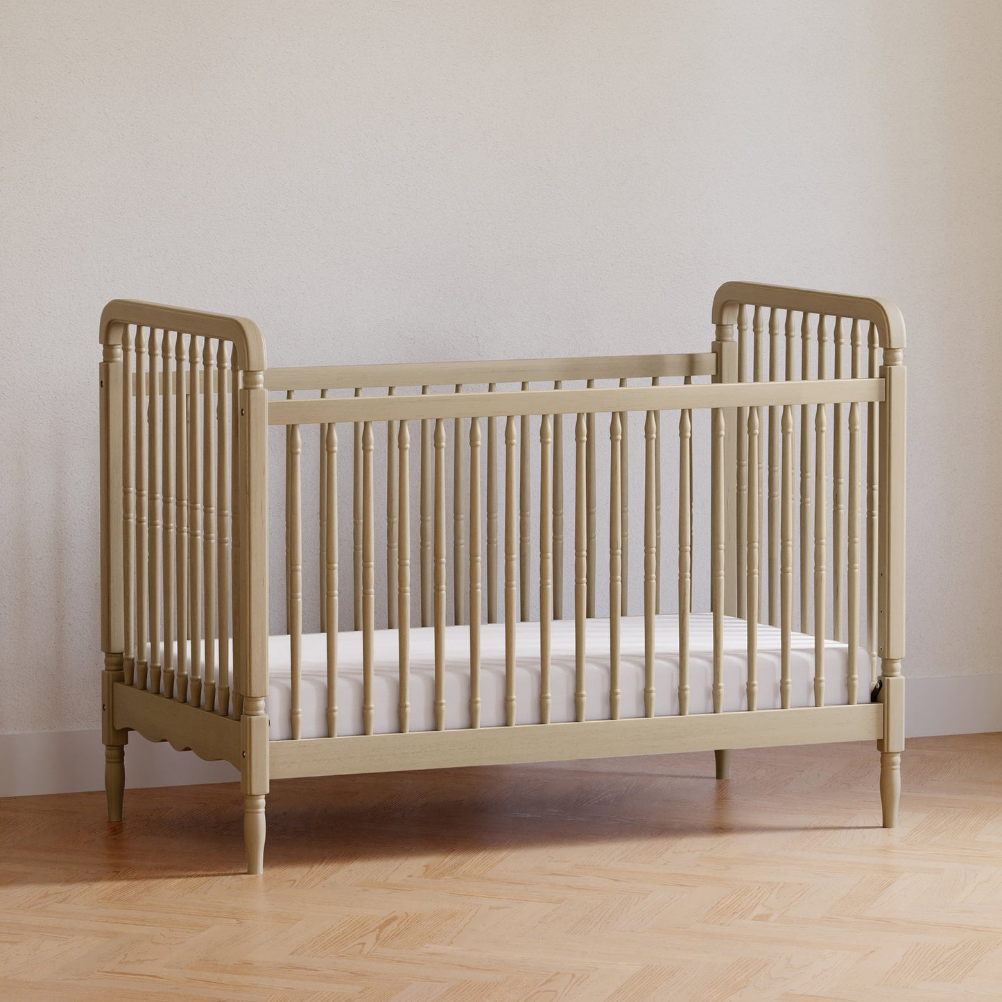 Liberty 3-in-1 Convertible Spindle Crib w/Toddler Bed Conversion Kit in Dusty Rose