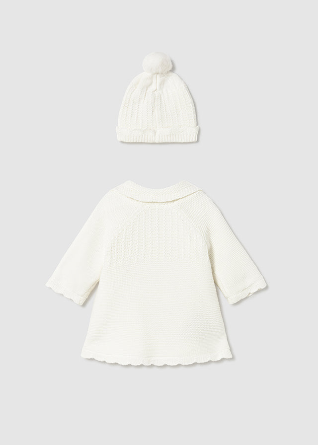 MAYORAL GIRL KNIT COAT WITH HOOD- ECRU