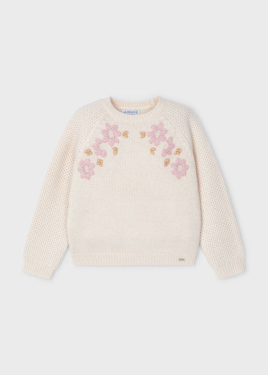 MAYORAL EMBROIDERED FLORAL SWEATER