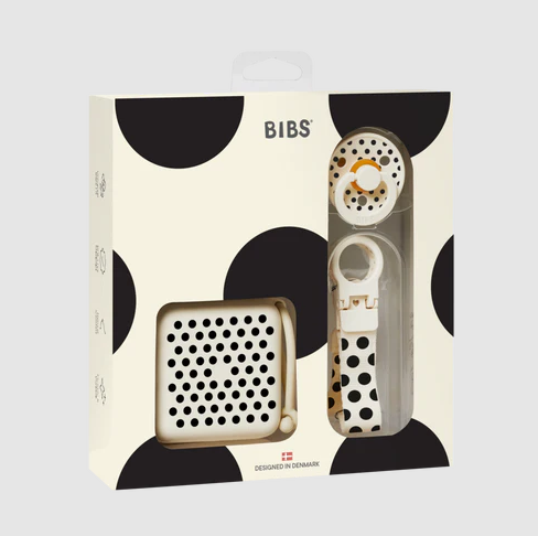 BIBS SOOTHE & GO POLKA GIFT SET - IVORY/BLACK