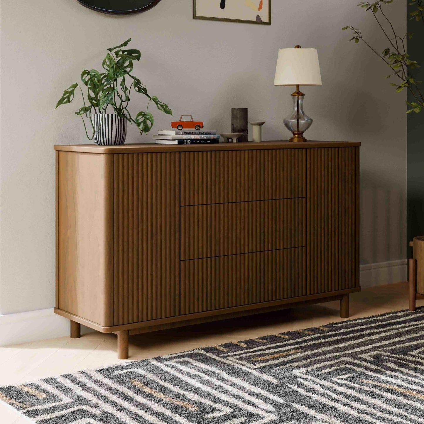 Pogo Tambour Assembled Dresser in Olive