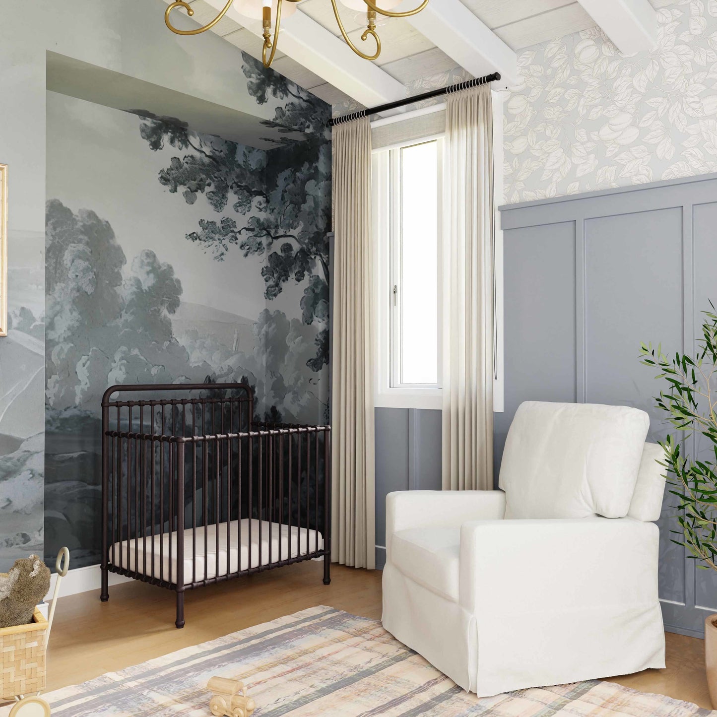 Winston 4-in-1 Convertible Mini Crib in Vintage Gold