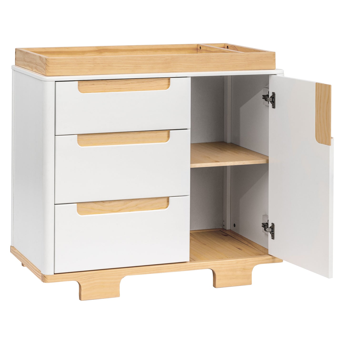 Yuzu 3-Drawer Changer Dresser in White/Natural