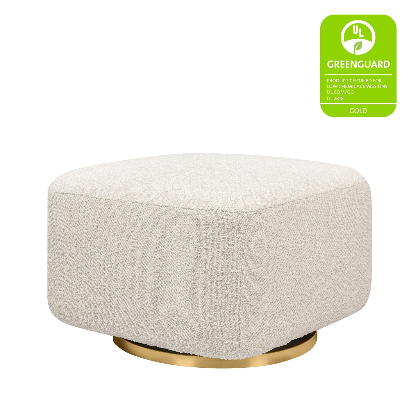 Kiwi Gliding Ottoman in Ivory Boucle w/ Gold Base