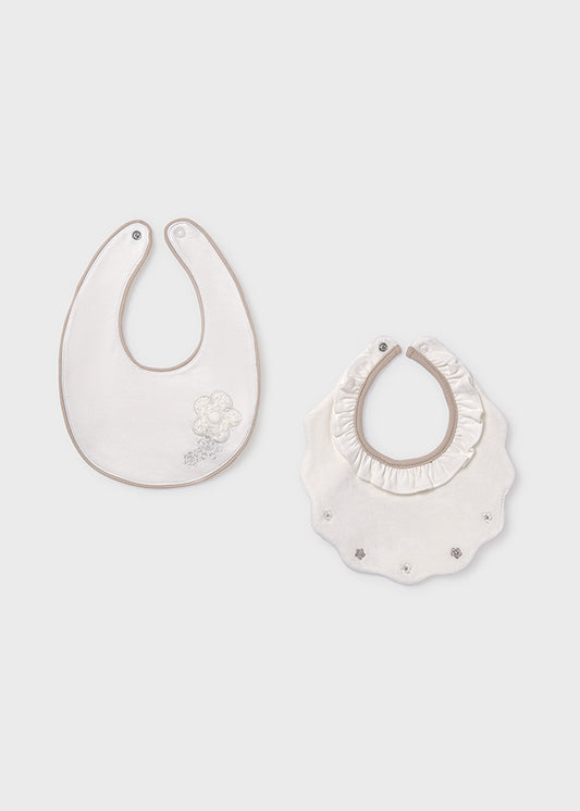 MAYORAL BIB SET WHITE EMBROIDERY