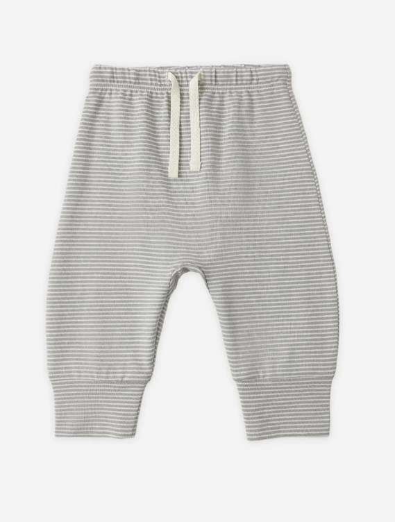 QUINCY MAE DRAWSTRING PANT - SAGE MICRO STRIPE