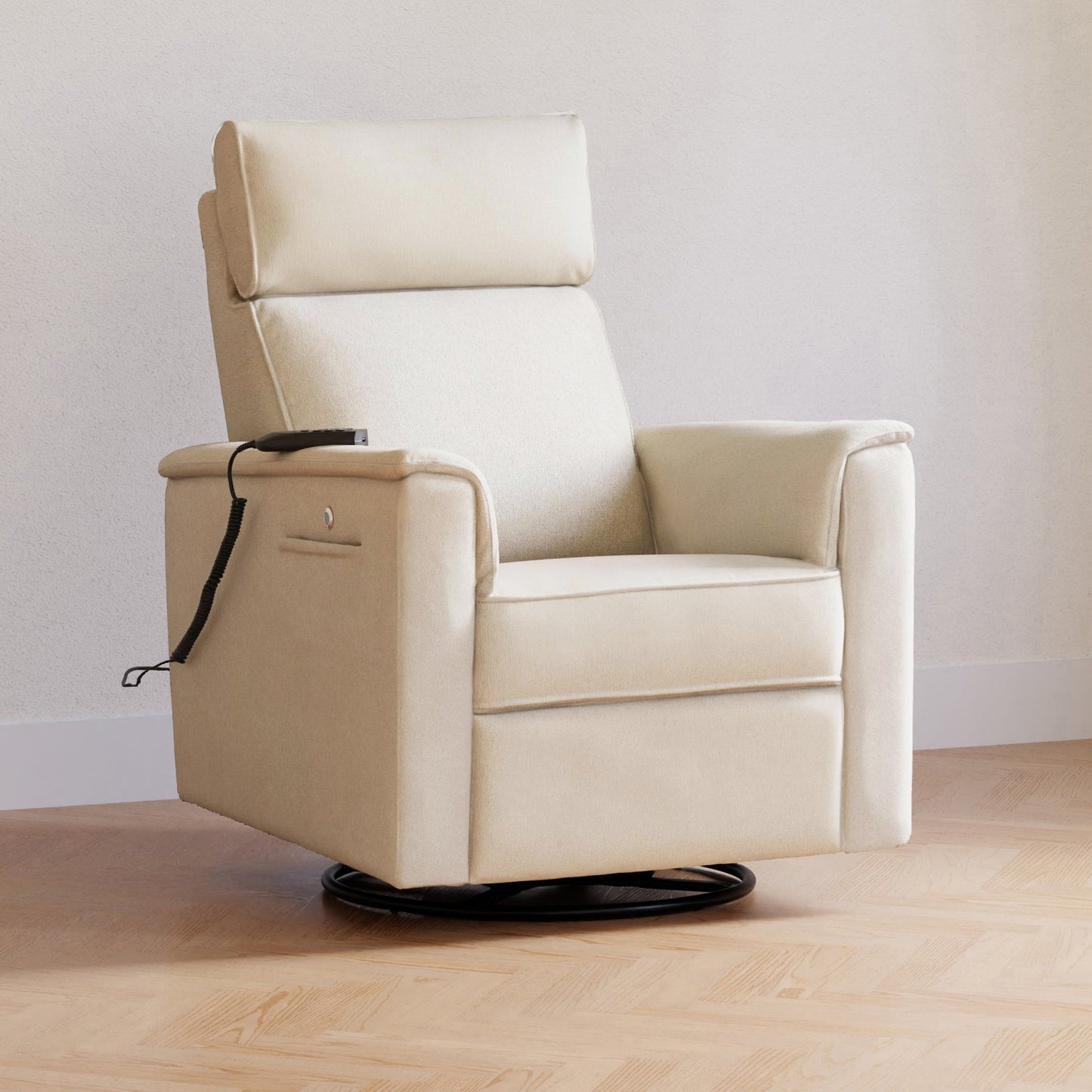 Willa Deluxe Power Glider Recliner w/Heat&Massage in Performance Beach Eco-Weave