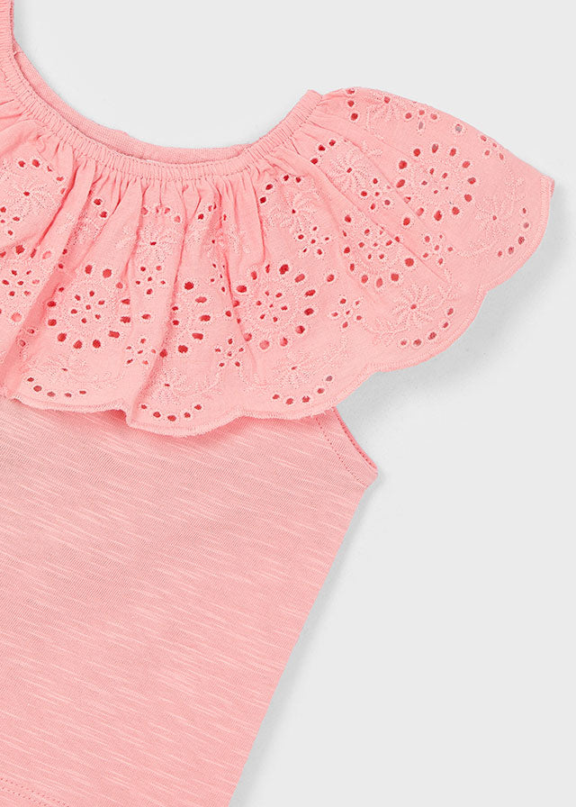 MAYORAL EYELET RUFFLE T-SHIRT
