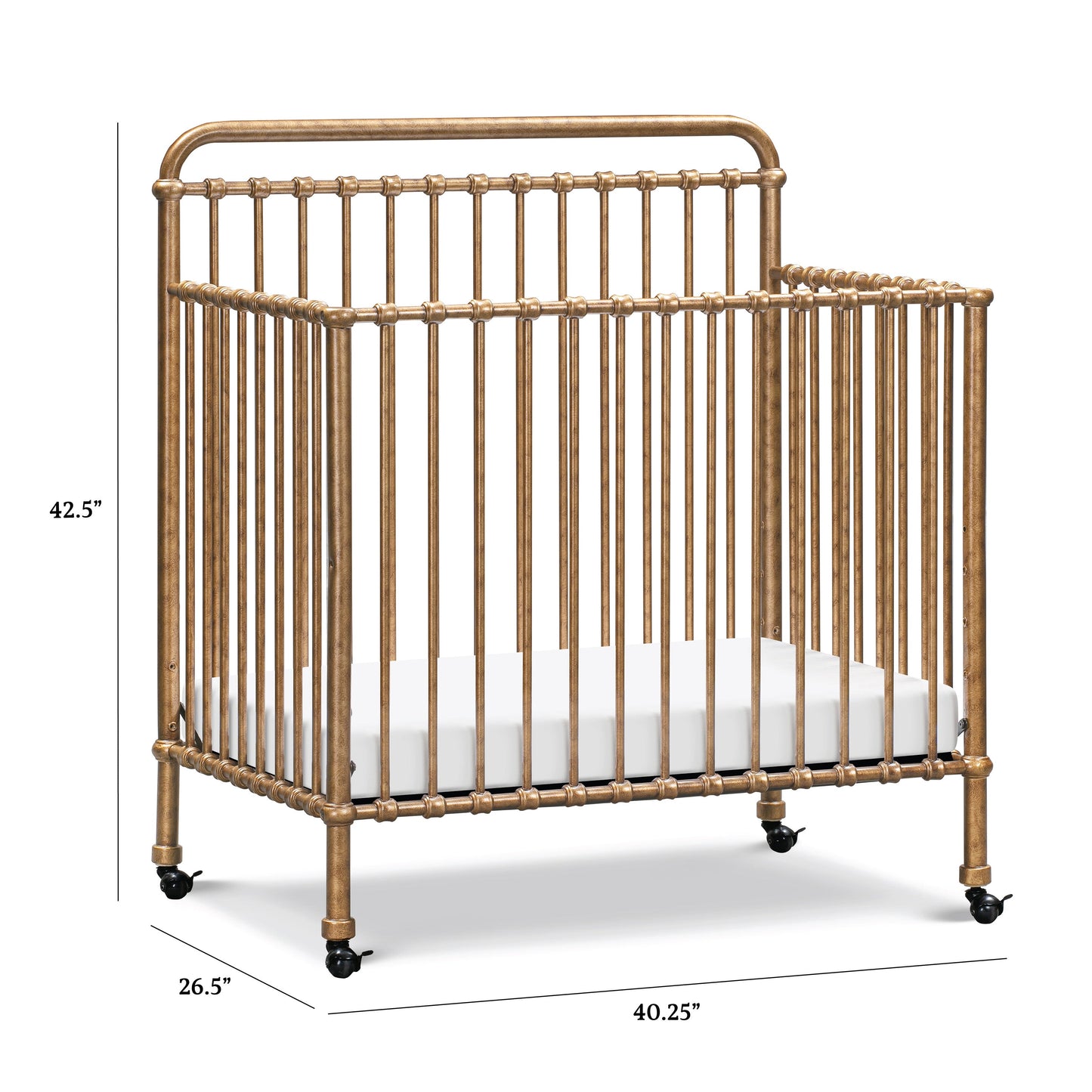 Winston 4-in-1 Convertible Mini Crib in Vintage Gold