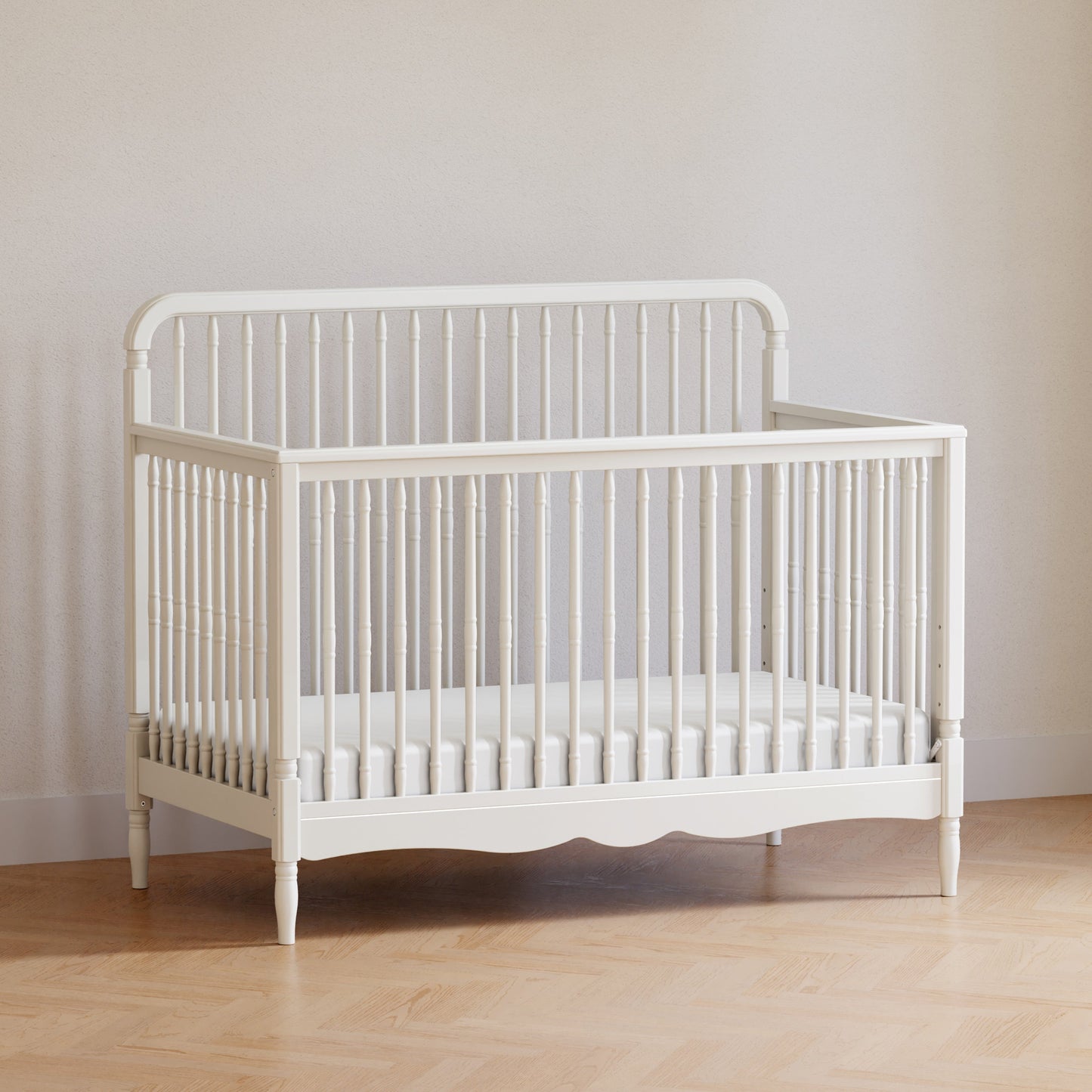 Liberty 4-in-1 Convertible Spindle Crib in Warm White