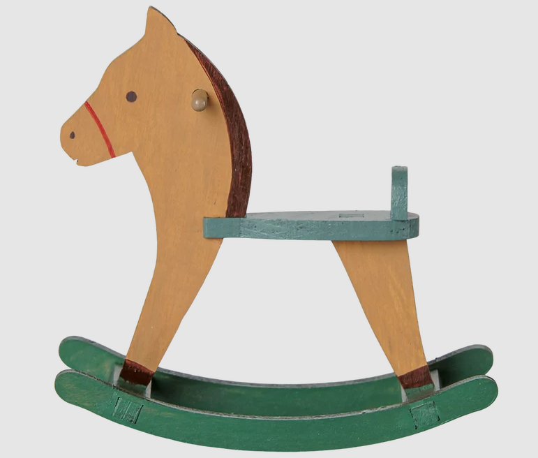 MAILEG ROCKING HORSE, MOUSE -LIGHT BROWN