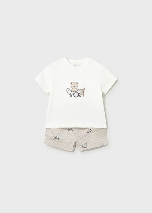 MAYORAL BOY SHORTS AND TEDDY BEAR T-SHIRT SET