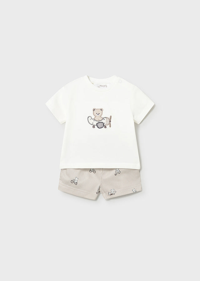 MAYORAL BOY SHORTS AND TEDDY BEAR T-SHIRT SET