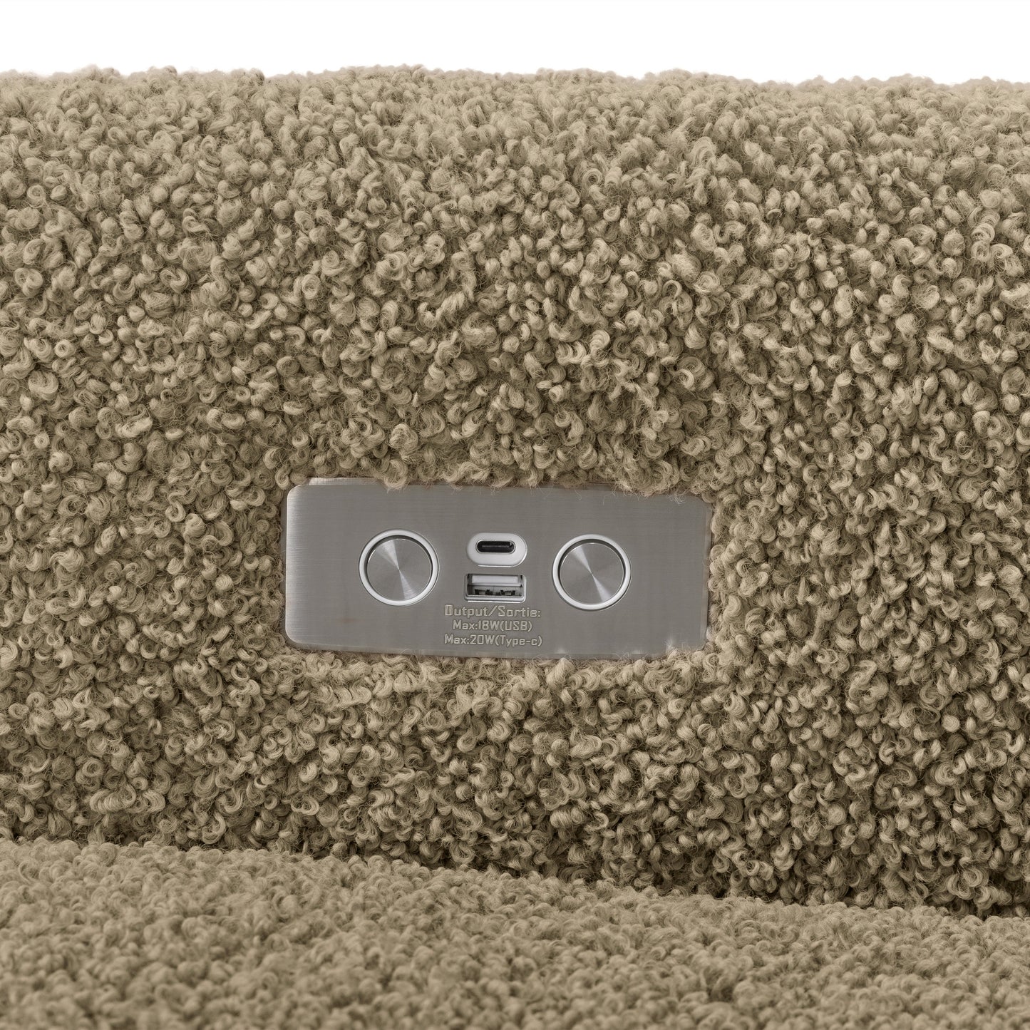 Kiwi Glider Recliner w/ Electronic Control and USB in Ivory Boucle w/Gold Base