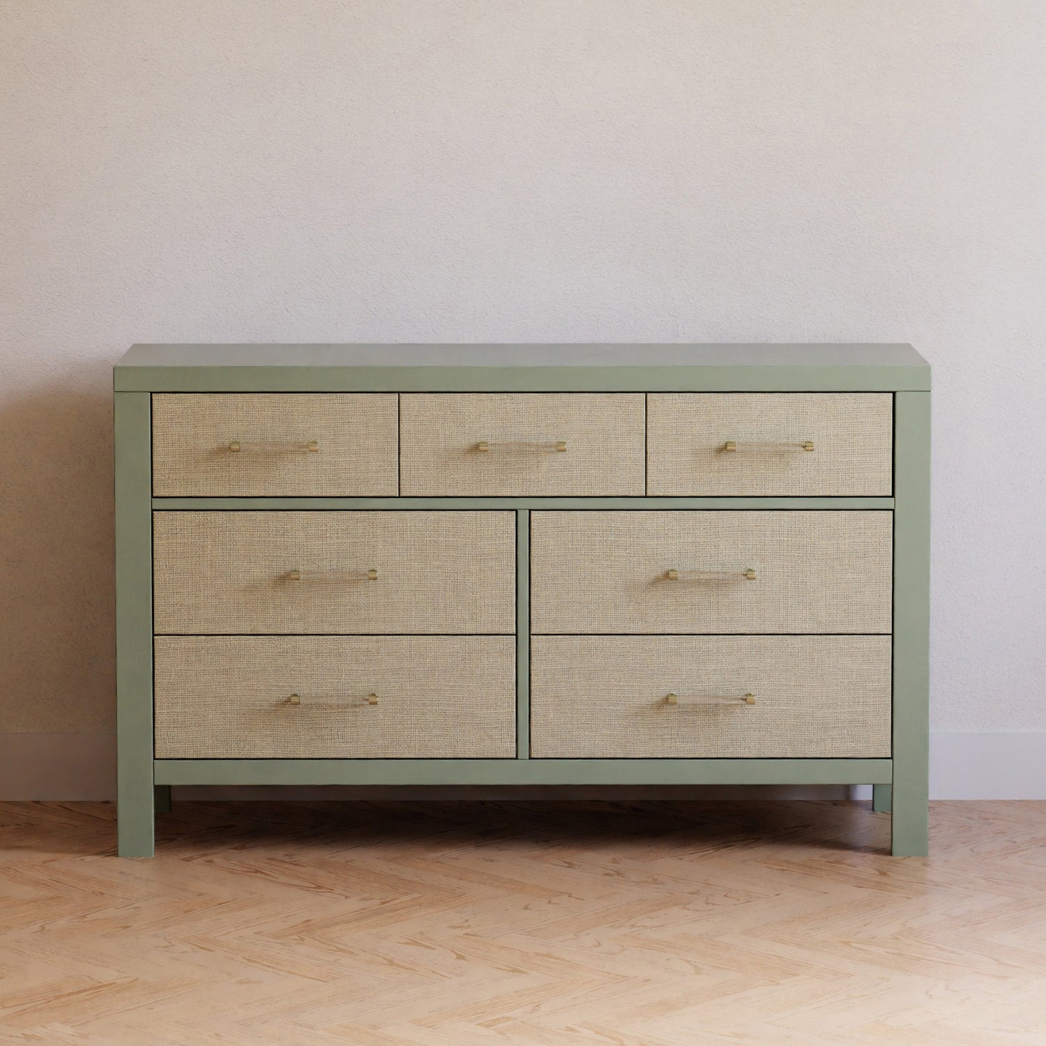 Eloise 7 Drawer Assembled Dresser French Sage and Performance Sand Eco-Weave Eloise 7 Drawer Assembled Dresser French Sage and Performance Sand Eco-Weave