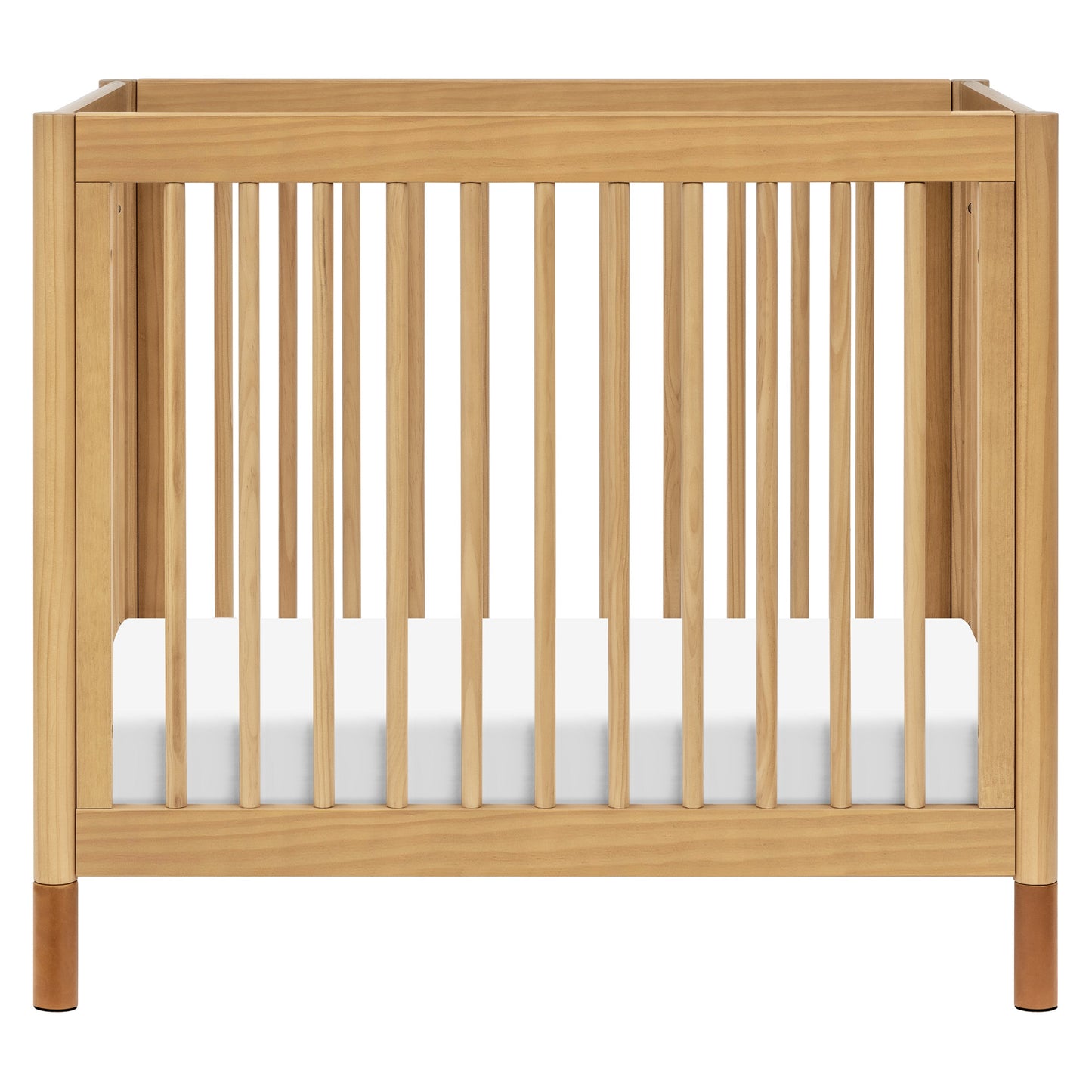 Gelato 4-in-1 Convertible Mini Crib and Twin bed in Natural Walnut Finish with Gold Feet