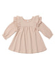 QUINCY MAE LONG SLEEVE FLUTTER DRESS DUSTY ROSE