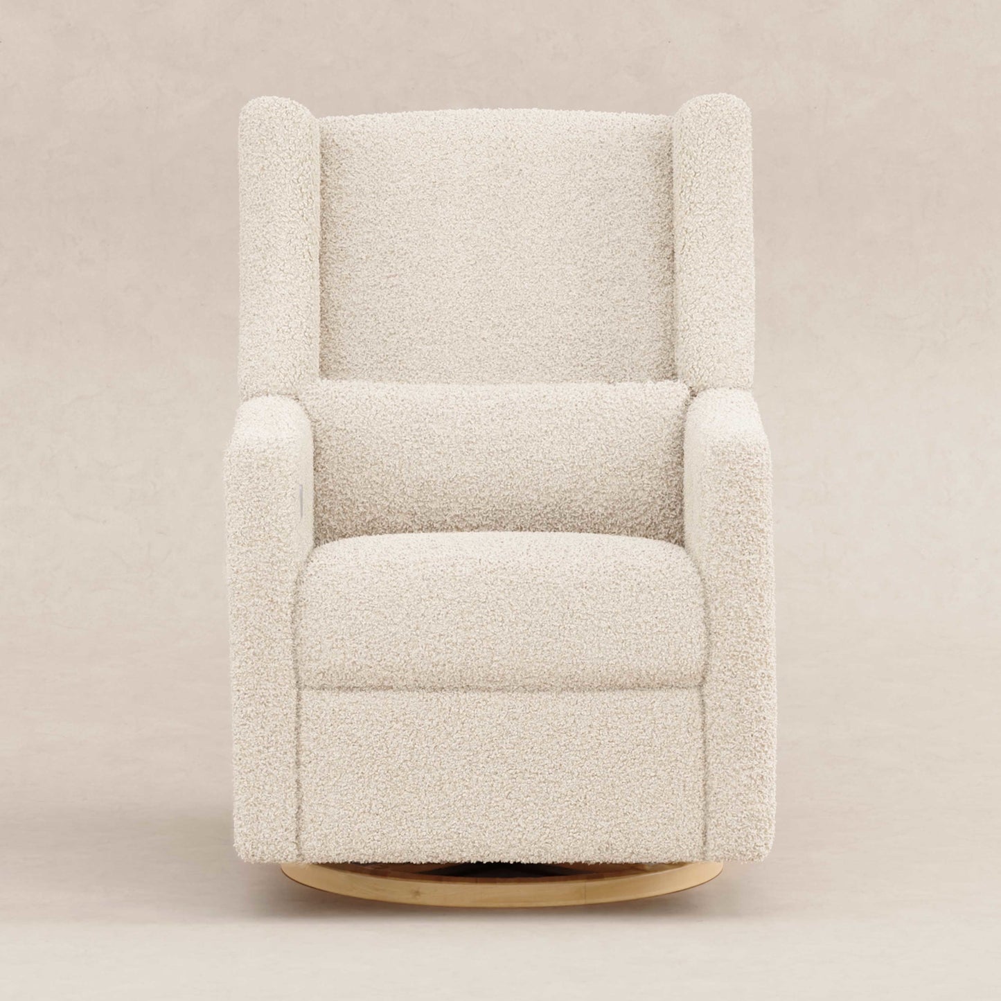 Kiwi Glider Recliner w/ Electronic Control and USB in Ivory Boucle w/Gold Base