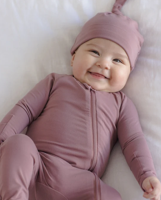 QUINCY MAE BAMBOO ZIP FOOTIE MULBERRY