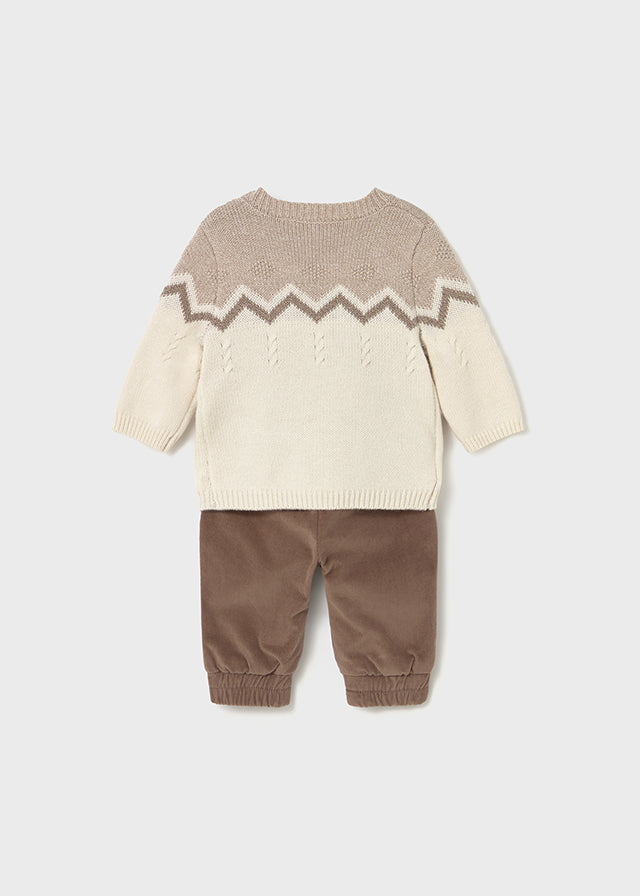 MAYORAL BOY PANTS AND SWEATER SET COCOA