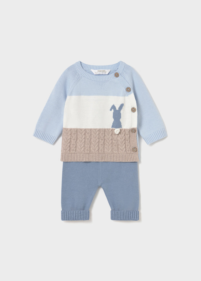 MAYORAL NEWBORN KNIT PANTS AND SWEATSHIRT SET