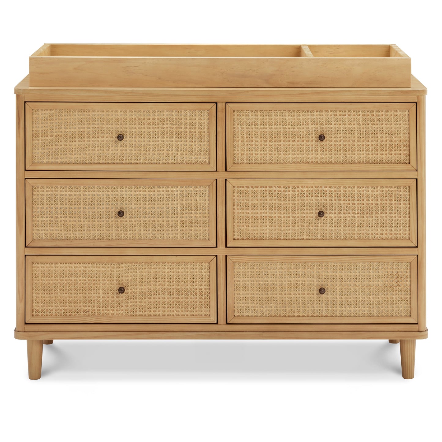 Marin with Cane 6 Drawer Assembled Dresser in Warm White and Honey Cane