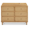 Marin with Cane 6 Drawer Assembled Dresser in Warm White and Honey Cane