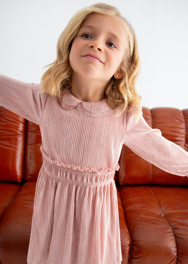 ABEL & LULA GIRL PLEATED KNIT DRESS