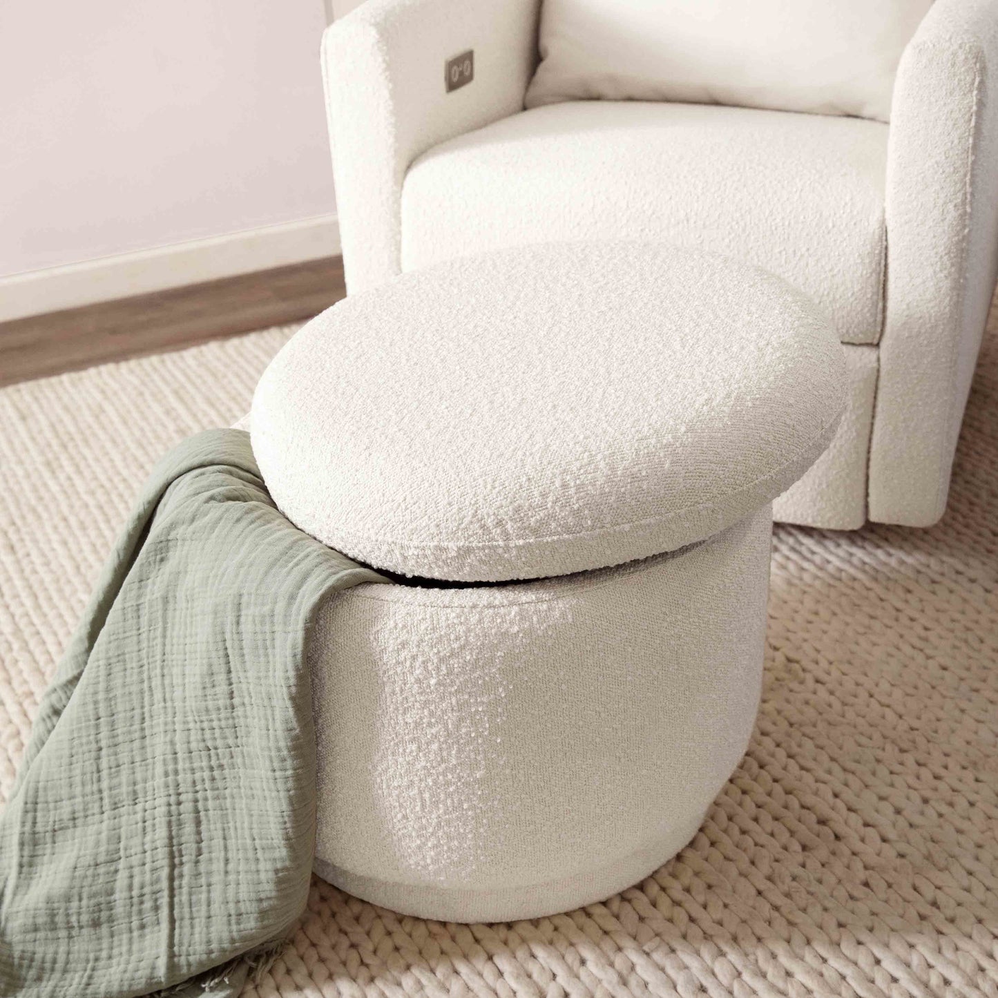 BABYLETTO ENOKI STORAGE OTTOMAN IN BOUCLE
