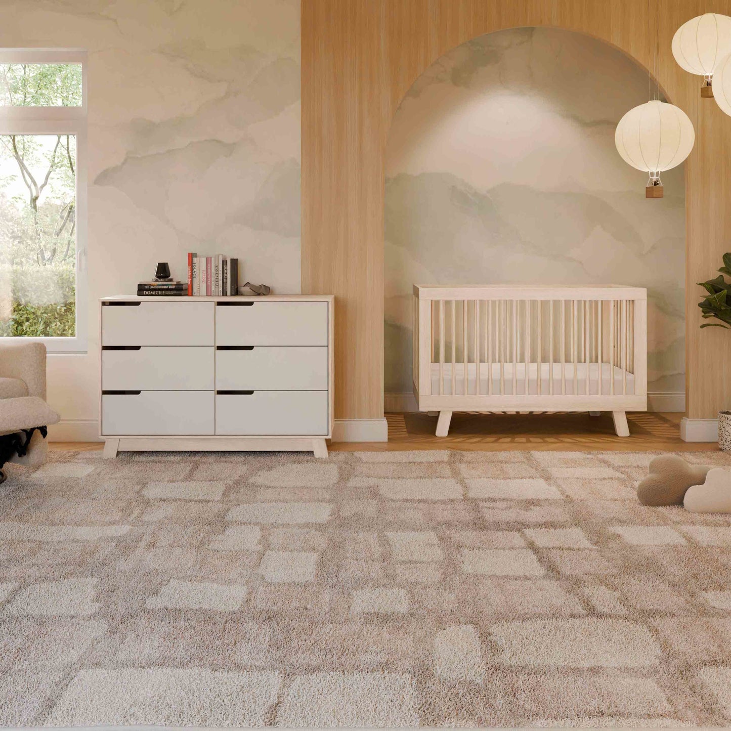 Hudson 3-in-1 Convertible Crib w/ToddlerBedConversionKit in White/Washed Natural