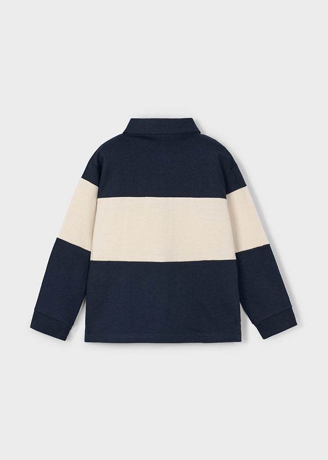 MAYORAL STRIPE KNIT POLO NAVY