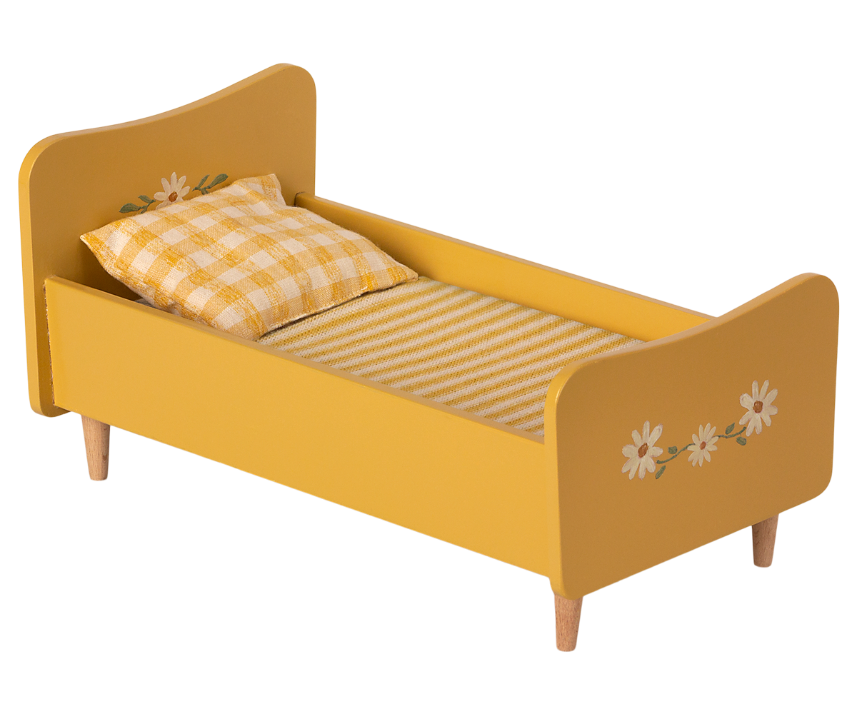 MAILEG WOODEN BED, MINI - YELLOW