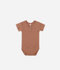 QUINCY MAE RIBBED HENLEY BODYSUIT POPPY