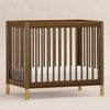 Gelato 4-in-1 Convertible Mini Crib and Twin bed in Natural Walnut Finish with Gold Feet