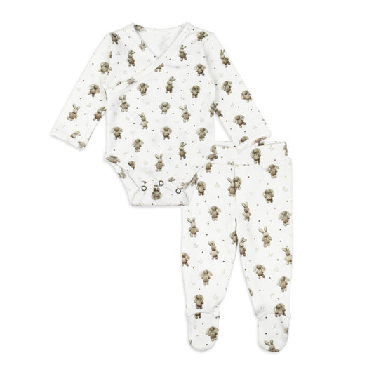 ORGANIC WRAP BODYSUIT & FOOTED PANT SET