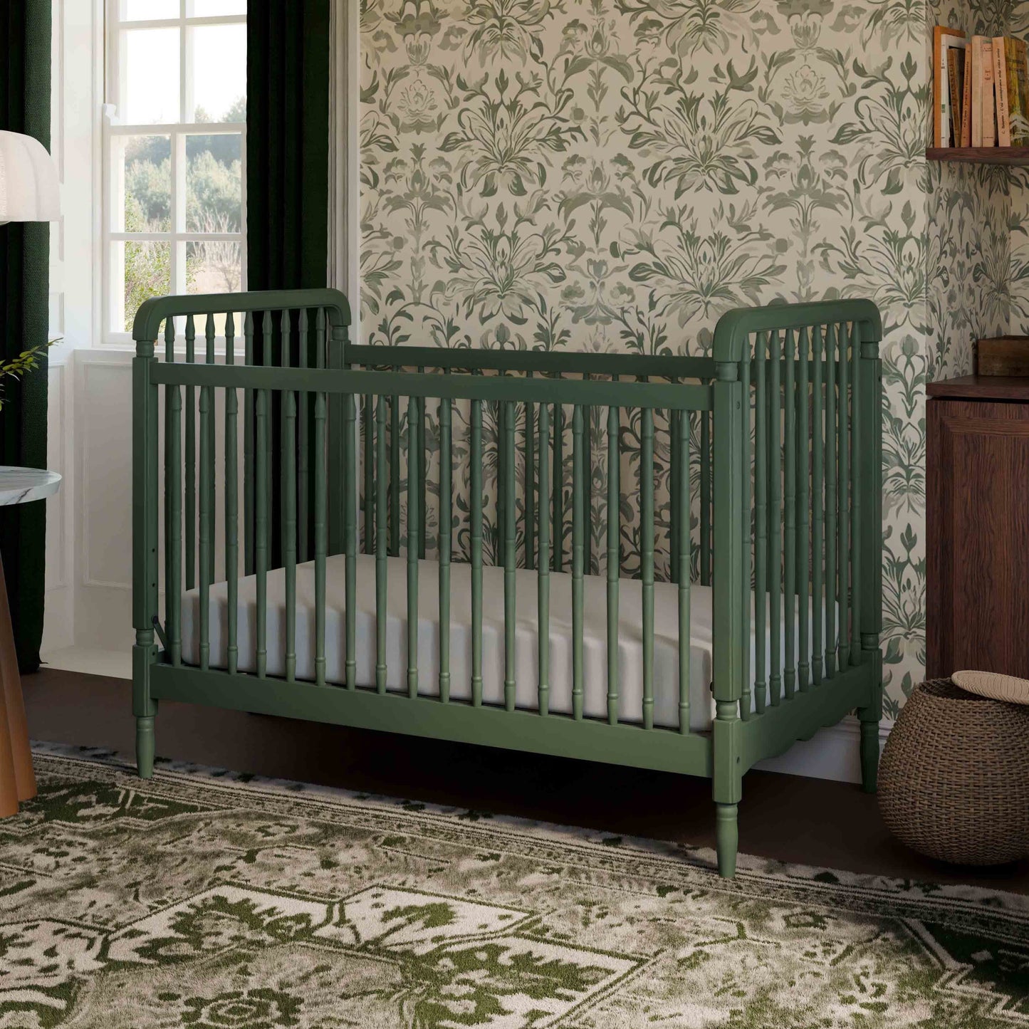 Liberty 3-in-1 Convertible Spindle Crib w/Toddler Bed Conversion Kit in Dusty Rose