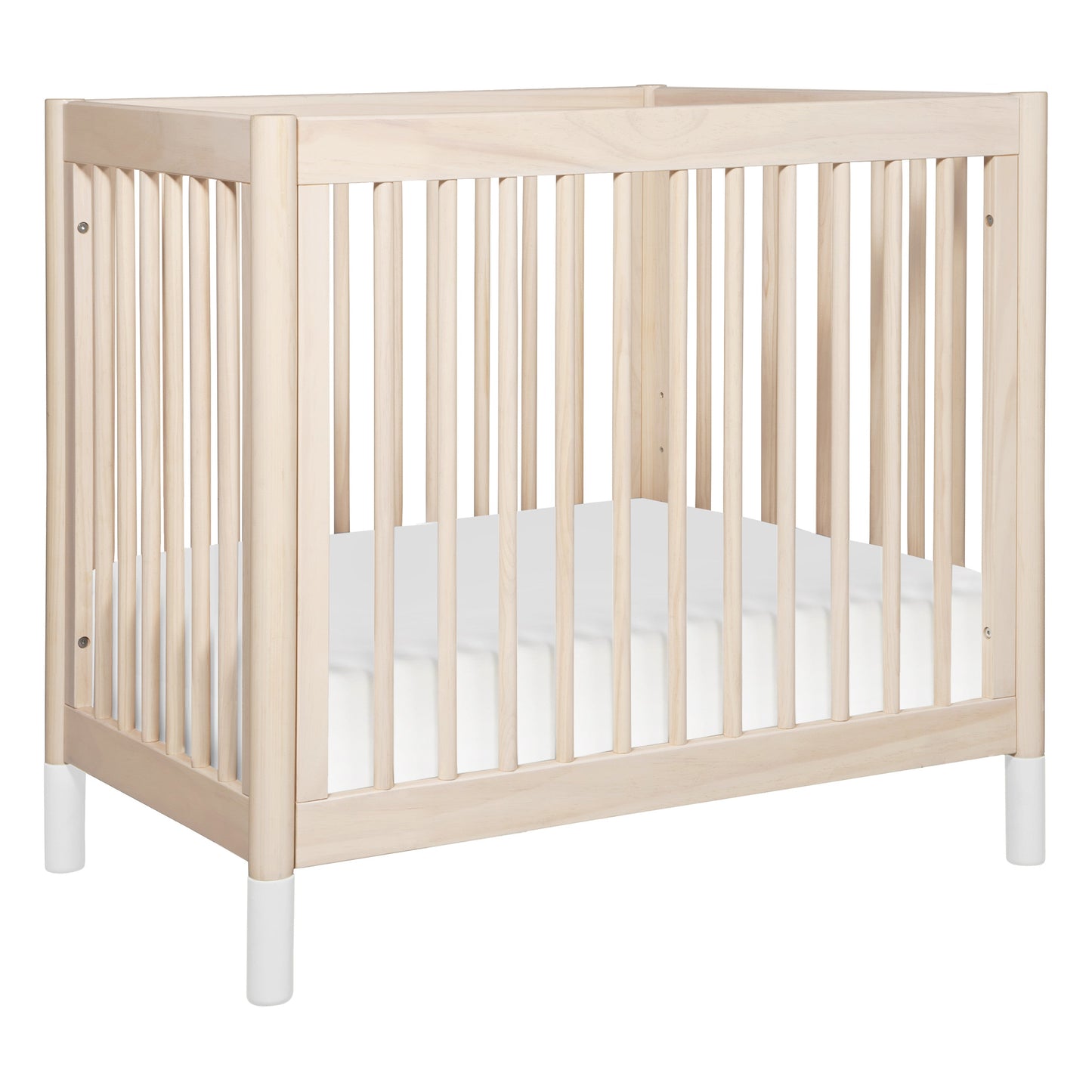 Gelato 4-in-1 Convertible Mini Crib and Twin bed in Natural Walnut Finish with Gold Feet