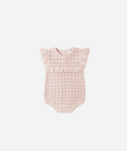 QUINCY MAE POINTELLE RUFFLE ROMPER - BLUSH